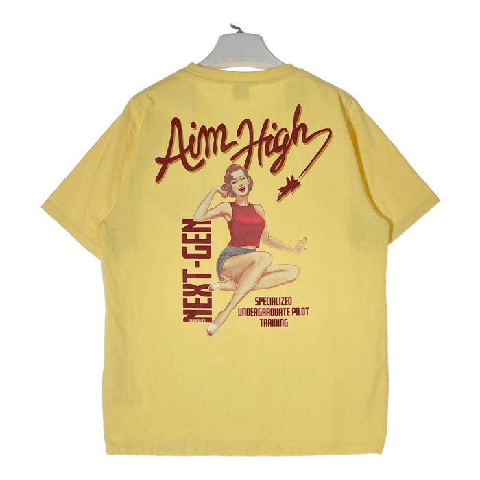AVIREX アヴィレックス 6113297 Aim High ピンナップガール バックプリント Ｔシャツ イエロー sizeL 瑞穂店