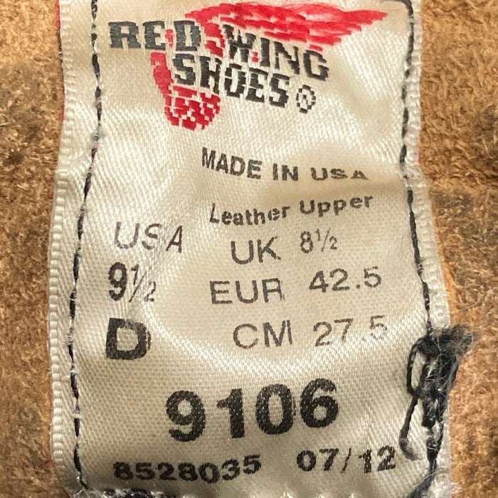 REDWING レッドウィング 9106 2012年製 レザーブーツ ブラウン size9 1/2 瑞穂店