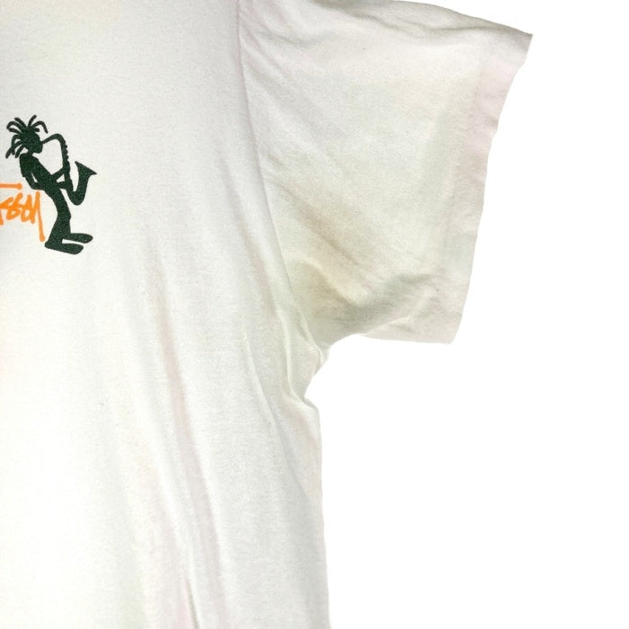STUSSY ステューシー 紺タグ USA製 シャドーマン ジャズマン 前後プリント シングルステッチ Tシャツ ホワイト sizeM★汗ジミあり 瑞穂店