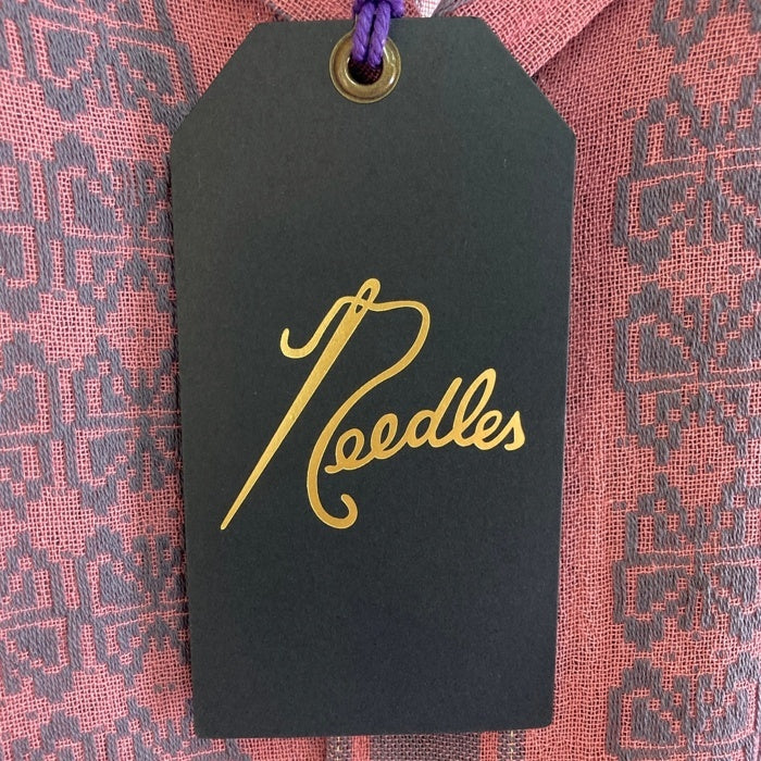 Needles ニードルズ 23SS Cabana Shirt カバナシャツ 開襟 半袖 ジャカード ピンク グレー MR242 Size L 瑞穂店