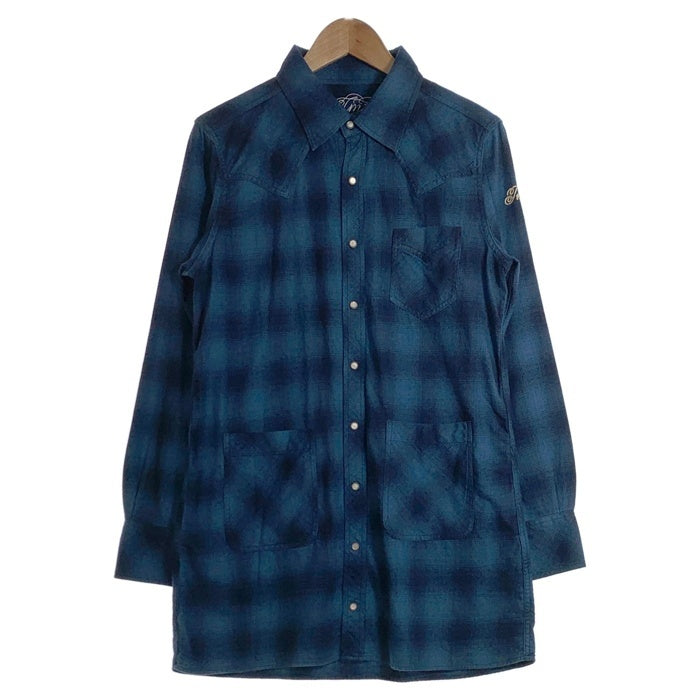 TMT ティーエムティー 15AW シャドーチェック ウエスタン ロングフランネルシャツ ブルー TSH-F15EC04 Size L 福生店