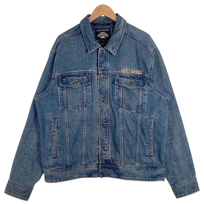 Harley-Davidson ハーレーダビッドソン バー&シールド デニムジャケット バック 刺繡ロゴ ライトブルー Size XL 福生店
