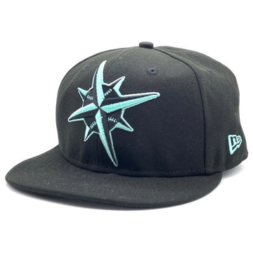 New Era ニューエラ 59FIFTY MLB シアトル・マリナーズ ベースボールキャップ ブラック ティファニーブルー Size 7 5/8 (60.6cm) 福生店