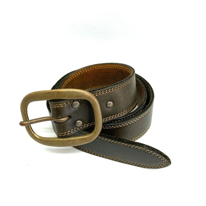 MOTO モト leather & silver moto solid brass バックル レザーベルト ブラウン size2 瑞穂店