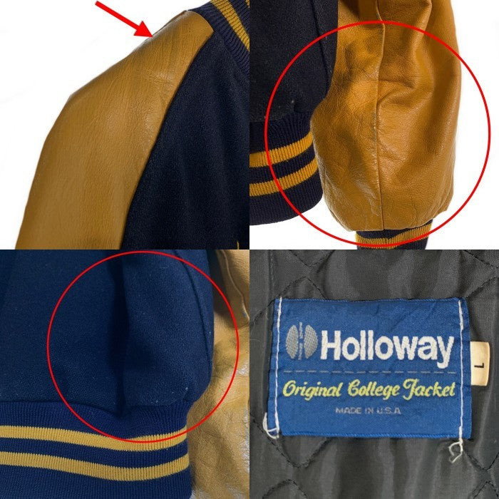 90's Holloway ホロウェイ スタジアム ジャケット スタジャン ブラック イエロー USA製 Size L 福生店