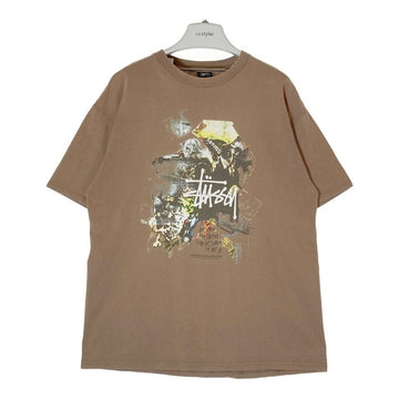 STUSSY ステューシー international stussy tribe コラージュペイント Tシャツ ブラウン sizeL 瑞穂店