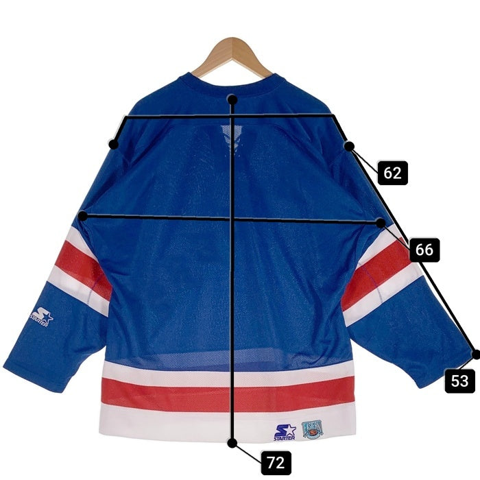 Starter スターター Newyork Rangers ニューヨーク レンジャース NHL 七分丈 ラグランスリーブ ホッケーシャツ ブルー レッド ホワイト Size L 福生店