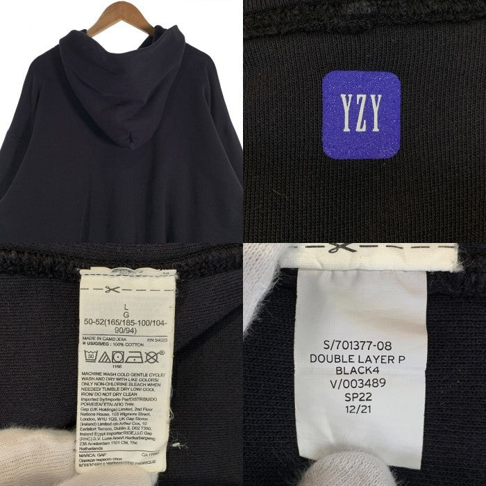 YZY GAP イージーギャップ DOUBLE LAYER P ダブルレイヤーパーカー プルオーバー ブラック Size L 福生店