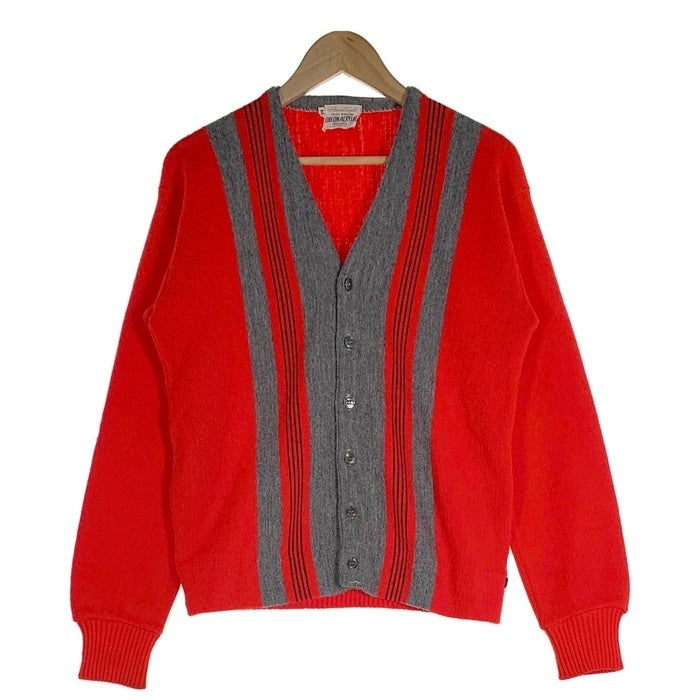 60's Pennleigh ペンリー ストライプ アクリルニットカーディガン レッド グレー Size M 福生店