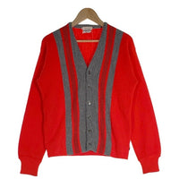60's Pennleigh ペンリー ストライプ アクリルニットカーディガン レッド グレー Size M 福生店