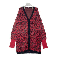 glamb グラム レオパード ロングニットカーディガン レッド GB16AT/KNT09 Size 3 瑞穂店