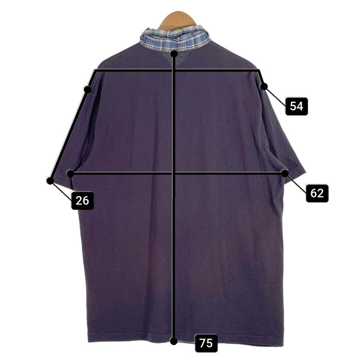 90's RRL ダブルアールエル 鹿の子 ポロシャツ チェック切替 ネイビー 三ツ星 Size XL 福生店