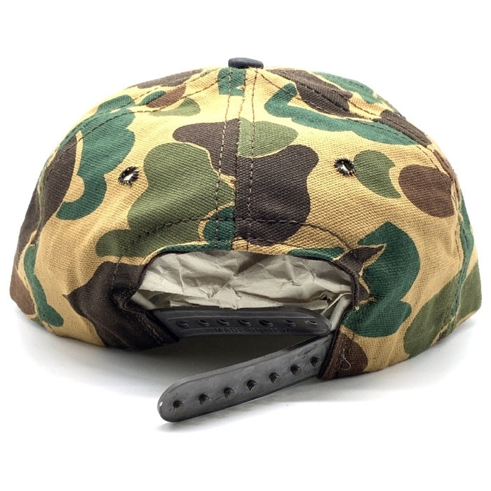 STUSSY ステューシー CAPZ ストックロゴ刺繡 カモフラージュ 6パネルキャップ スナップバック キャンバス地 オールド 白タグ USA製 福生店