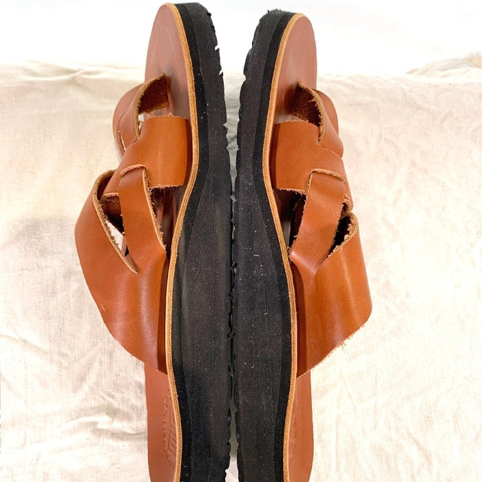 The Sandalman サンダルマン Smarchee Thong Sandal レザーサンダル キャメル Size 10 福生店