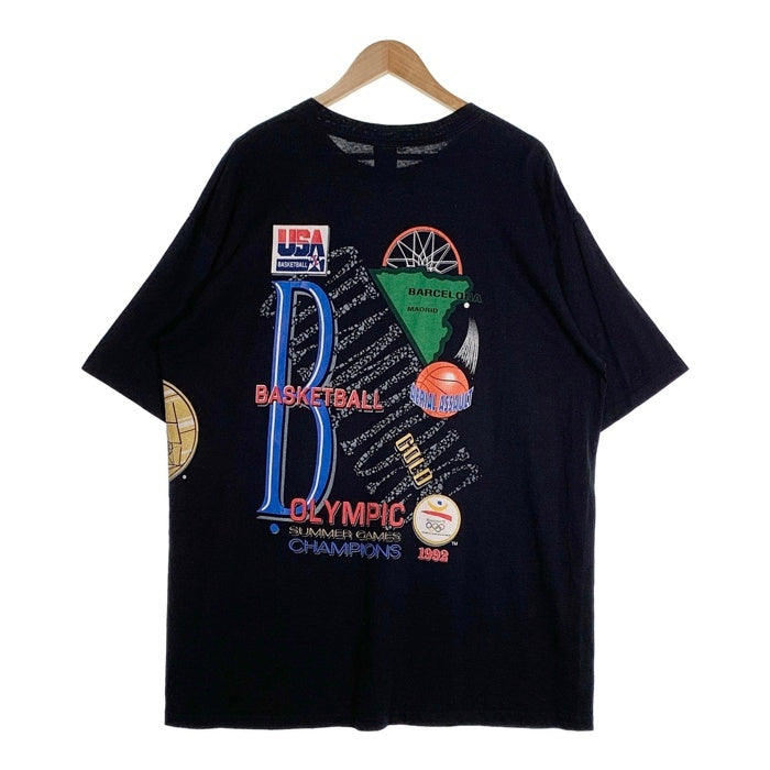 90's 1992 USA BASKETBALL バスケットボール バルセロナオリンピック 両面プリント Tシャツ 金メダル ブラック SALEM Size XXL 福生店