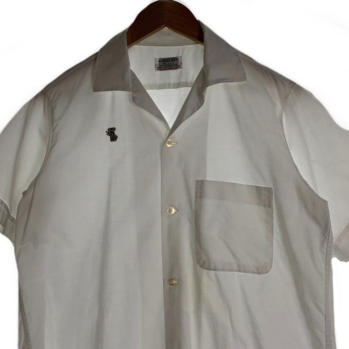 50's 60's ARROW アロー コットン TIME-SAVERタグ 半袖 オープンカラーシャツ ホワイト Size M 福生店