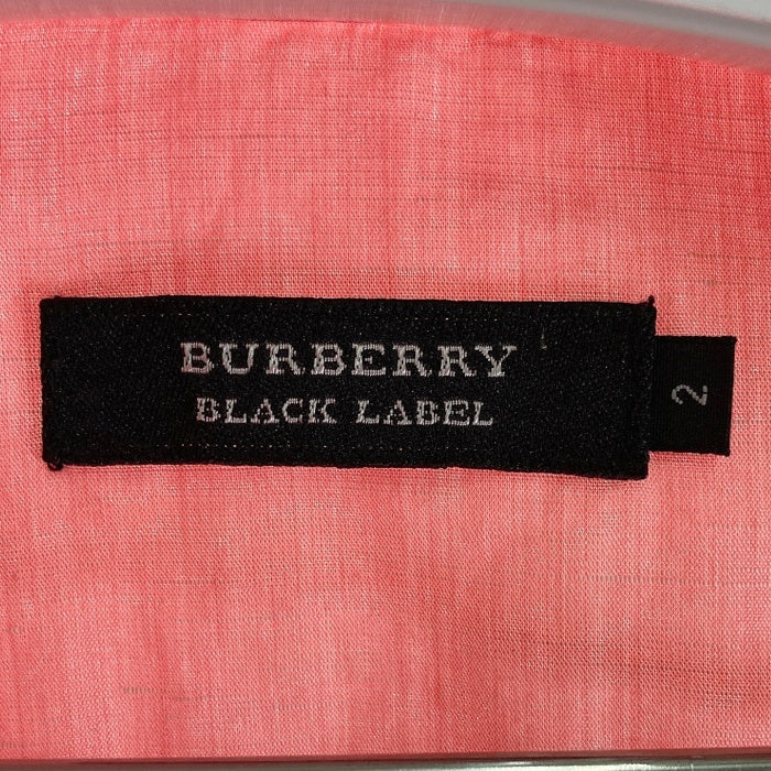 BURBERRY BLACK LABEL バーバリーブラックレーベル リネン混 長袖シャツ サーモンピンク size2 瑞穂店