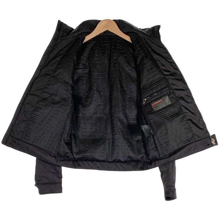 PRADA SPORT プラダスポーツ Leather Yoke Down Jacket レザー ダウンジャケット ブラック SGH163 Size 48 福生店