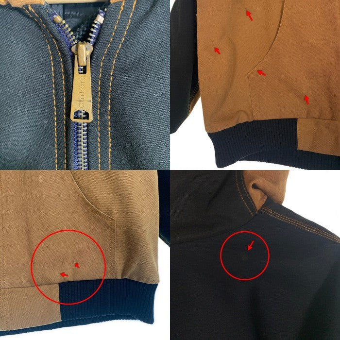 Carhartt カーハート リメイク品 ダック地 ジップアップジャケット パーカー ブラック ブラウン Size L 相当 福生店