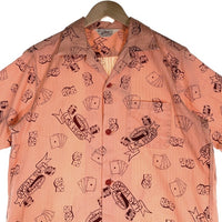 STAR OF HOLLYWOOD スターオブハリウッド LAS VEGAS オープンカラーコットンシャツ 半袖 ピンク SH36162 Size M 福生店
