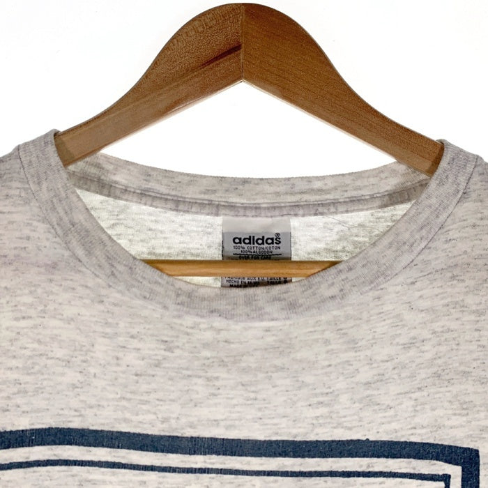 80's adidas アディダス ロゴプリント Tシャツ 両面 グレー 万国旗タグ USA製 Size L 福生店