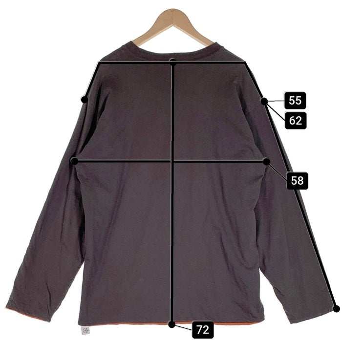 MASSES マシス REVERSIBLE L/S SHIRT リバーシブル コットン ロングスリーブTシャツ チャコール オレンジ Size XL 福生店