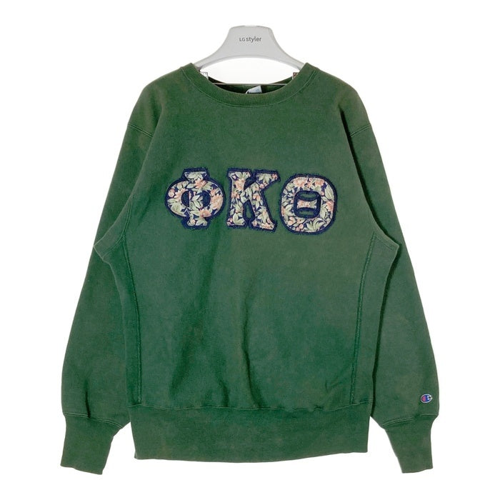 Champion チャンピオン 刺繍タグ USA製 リバースウィーブ PHI KAPPA THETA  フラタニティ 目無し スウェットトレーナー グリーン sizeL 瑞穂店