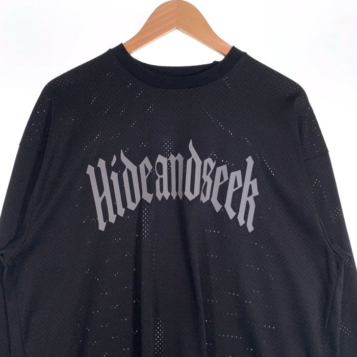 Hide and Seek ハイドアンドシーク 26SS Mesh L/S Tee メッシュ ロングスリーブTシャツ ラバープリント ブラック HC-040426 Size XL 福生店