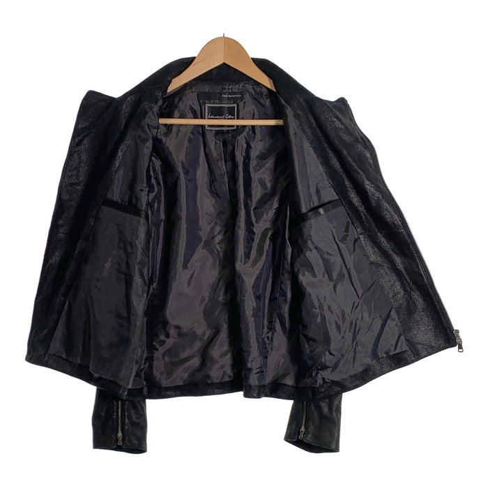International Gallery BEAMS インターナショナルギャラリービームス PER BACCO ゴートレザー ダブルライダースジャケット ブラック 11-18-2073-730 Size 46 福生店