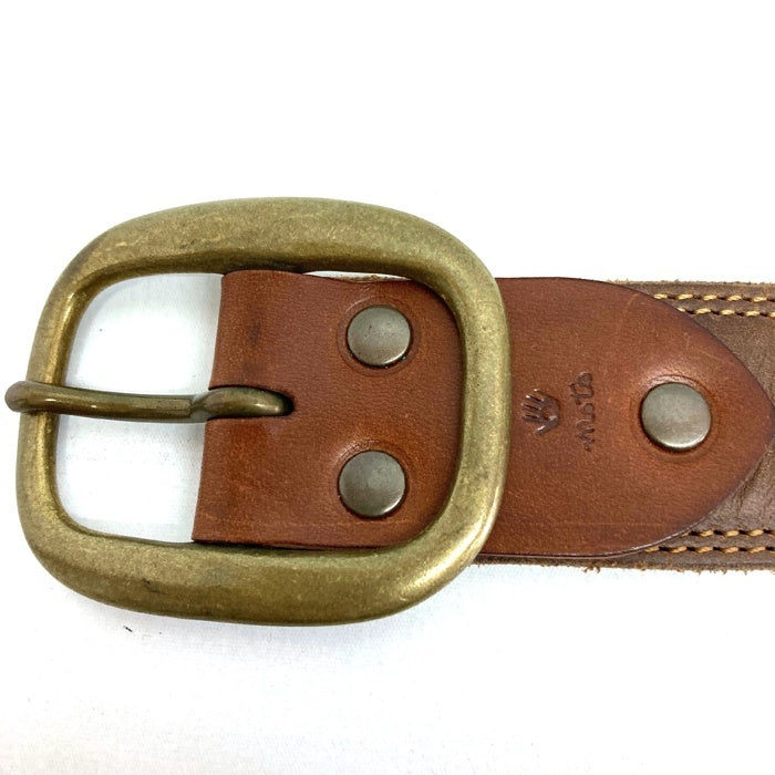 MOTO モト solid brass バックル レザーベルト ブラウン size2 瑞穂店