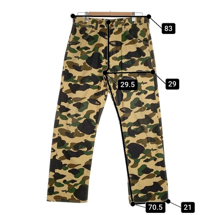 A BATHING APE アベイシングエイプ コットンリップストップ 5ポケットパンツ サルカモ Size L 福生店