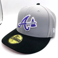 NEW ERA ニューエラ 59FIFTY Atlanta Braves アトランタ ブレーブス ベースボールキャップ グレー ブラック サイドパッチ Size 7 1/4 (57.7cm) 福生店