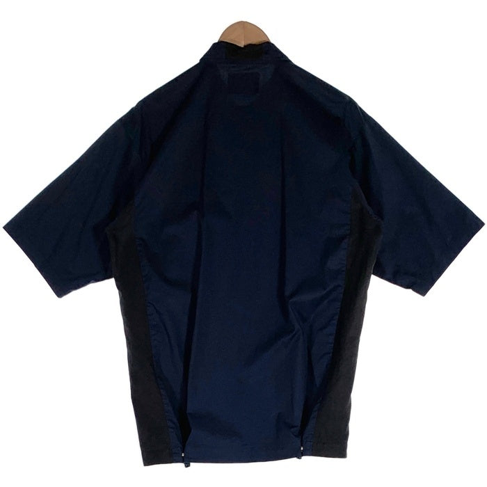 zucca ズッカ コットン ショートスリーブシャツ スナップボタン 脇下ベロア切替 半袖 ネイビー 日本製 CZ84FK504 Size M 福生店