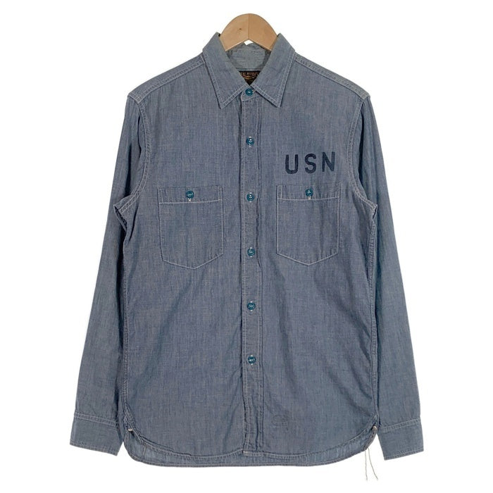 The Real McCOY's リアルマッコイズ USN シャンブレーシャツ ステンシルプリント ライトブルー Size M 相当 福生店