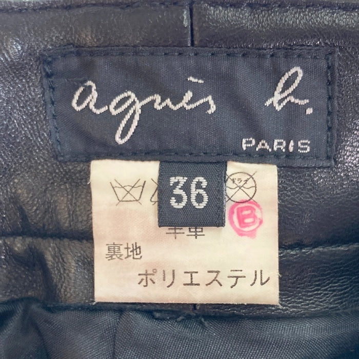 agne’s b アニエスベー ラムレザーパンツ ブラック size36 瑞穂店