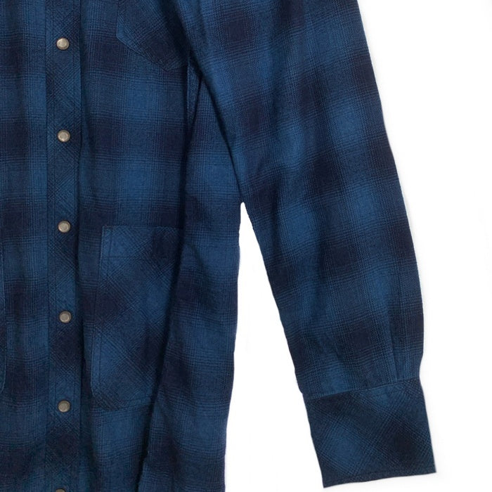 TMT ティーエムティー 15AW シャドーチェック ウエスタン ロングフランネルシャツ ブルー TSH-F15EC04 Size L 福生店