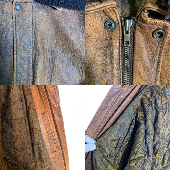 Pierre Bonee ピエールボーン 襟ボア レザーフライトジャケット ブラウン Size 4L 福生店