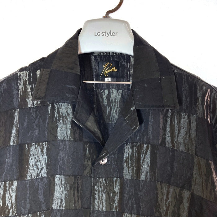 Needles ニードルズ Cabana Shirt カバナシャツ 開襟 半袖 チェッカーフラッグ ブラック OT096 Size M 瑞穂店
