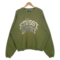 STUSSY ステューシー BIG CRACKLE SPORT CREW クルーネックスウェットトレーナー グリーン 118537 Size L 福生店