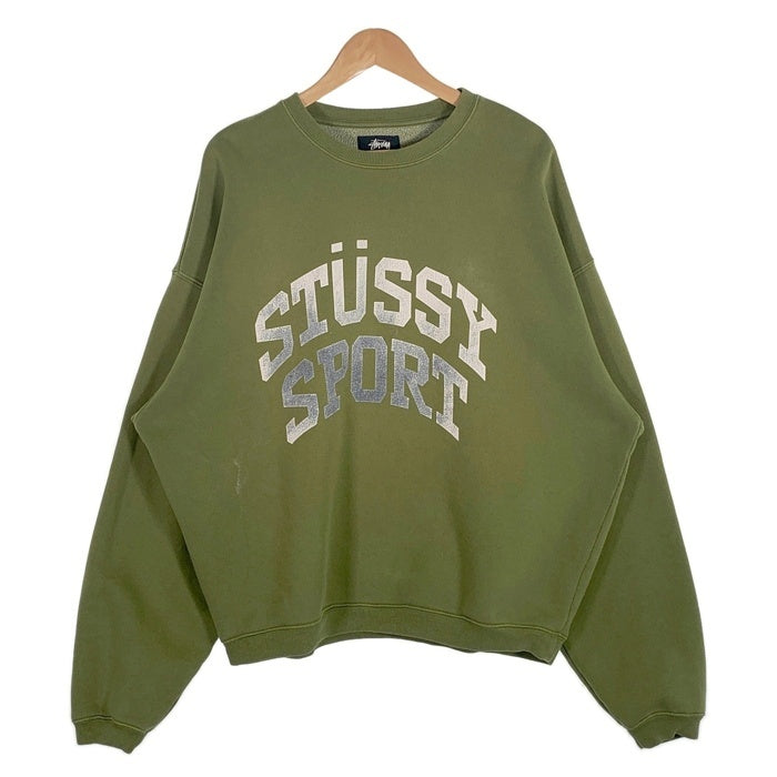 STUSSY ステューシー BIG CRACKLE SPORT CREW クルーネックスウェットトレーナー グリーン 118537 Size L 福生店
