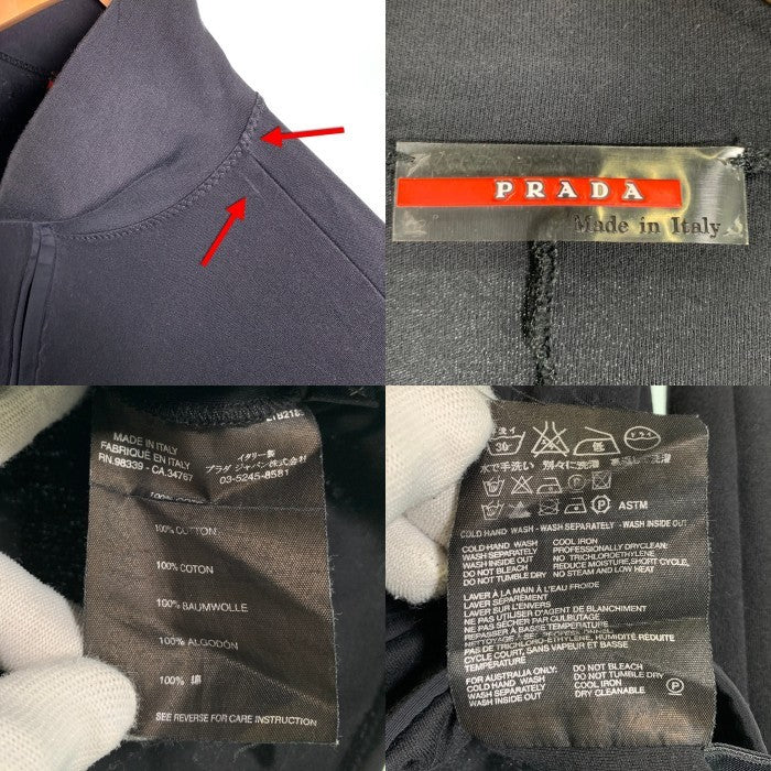 PRADA SPORT プラダスポーツ ハーフジップ スタンドカラー プルオーバーロングスリーブカットソー ブラック Size XL 福生店