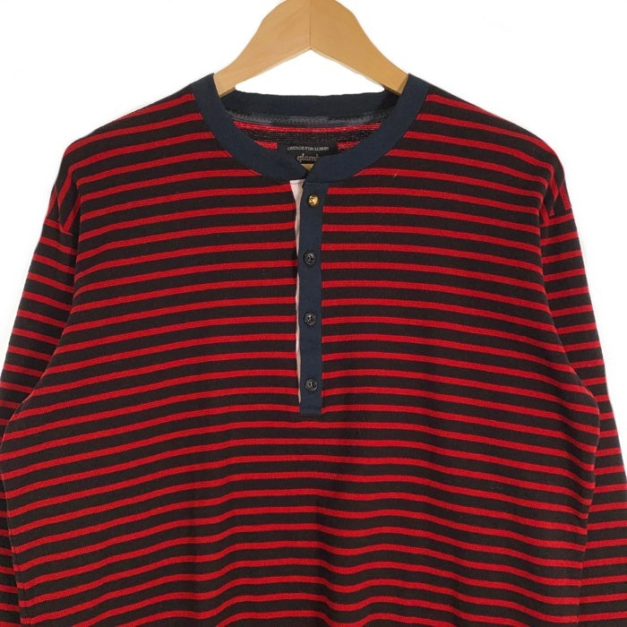 glamb グラム コットン ヘンリーネック ボーダーカットソー ロングスリーブ ブラック レッド GB0319/CS05 Size 3 福生店