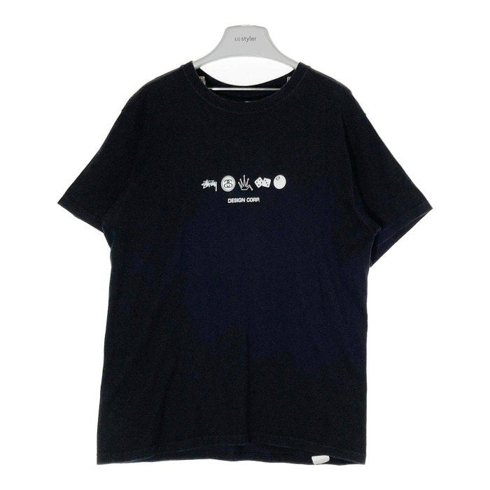 STUSSY ステューシー GLOBAL DESIGN CORP 地球 バックプリント ブラック sizeL 瑞穂店