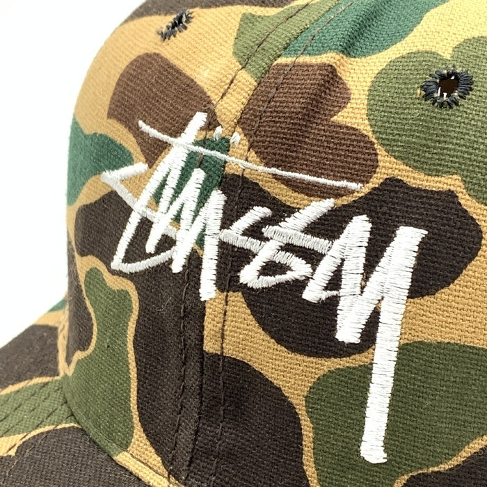STUSSY ステューシー CAPZ ストックロゴ刺繡 カモフラージュ 6パネルキャップ スナップバック キャンバス地 オールド 白タグ USA製 福生店