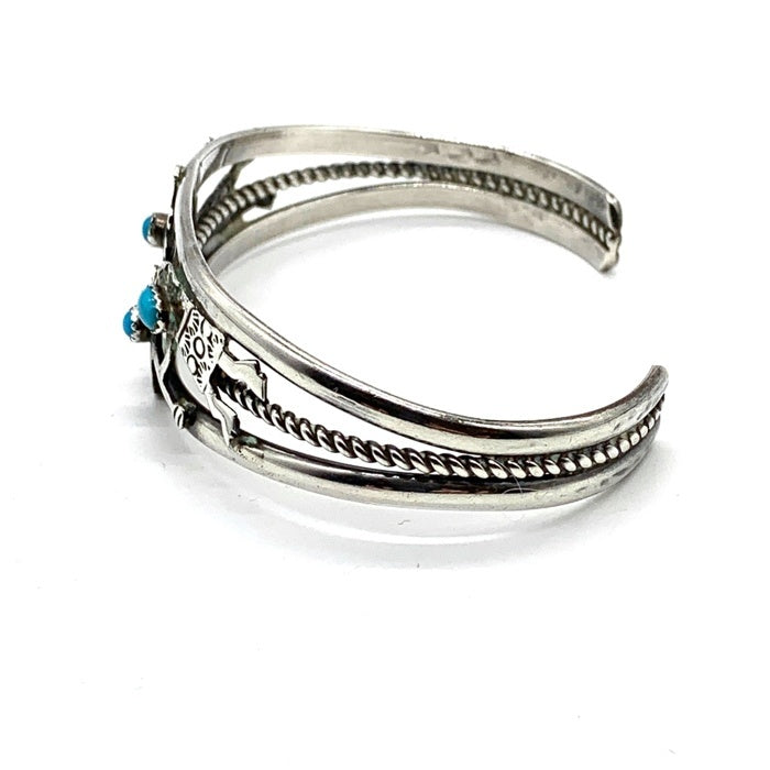 ナバホ族 S,WILSON ココペリ ターコイズ シルバーバングル STERLING 福生店