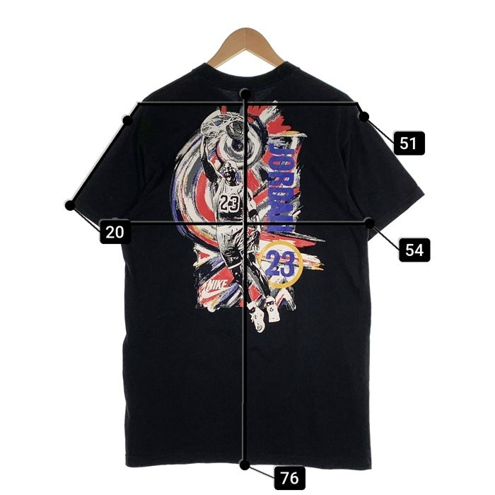 90's NIKE ナイキ AIR JORDAN エアジョーダン プリントTシャツ ブラック イラスト 銀タグ Size L 福生店