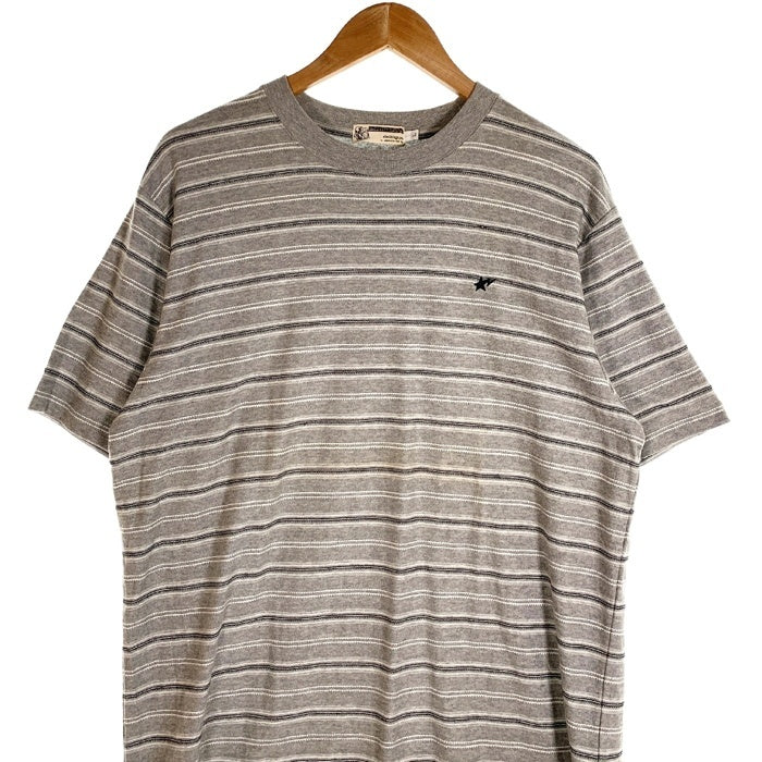 A BATHING APE アベイシングエイプ BAPESTA刺繡 ボーダーTシャツ グレー 日本製 Size L 福生店