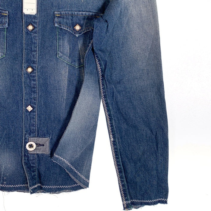 LEVI'S リーバイス ショートホーン デニムウエスタンシャツ インディゴ 復刻 USED/ダメージ加工 レディース2 Size S 福生店