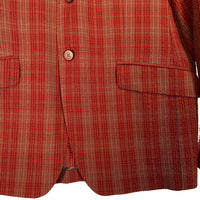 ETRO エトロ シアサッカー 2B テーラードジャケット チェック柄 オレンジ シルク ウール 161-11889-1222 Size 52 福生店
