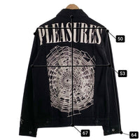 PLEASURES プレジャーズ WEB DENIM JACKET ウェブデニムジャケット ブラック 刺繡 プリント Size S 福生店